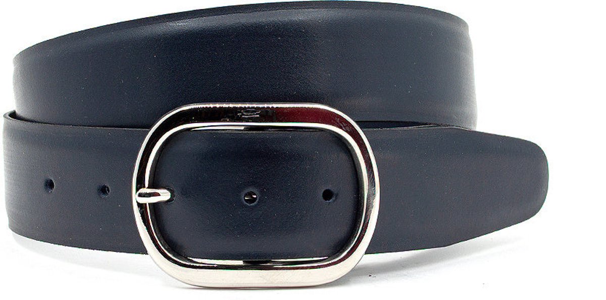 Dames riem blauw - Leren jeans riem 4cm met ril en soepel leer - Leer - Jeans riem - Casual - Maat 105
