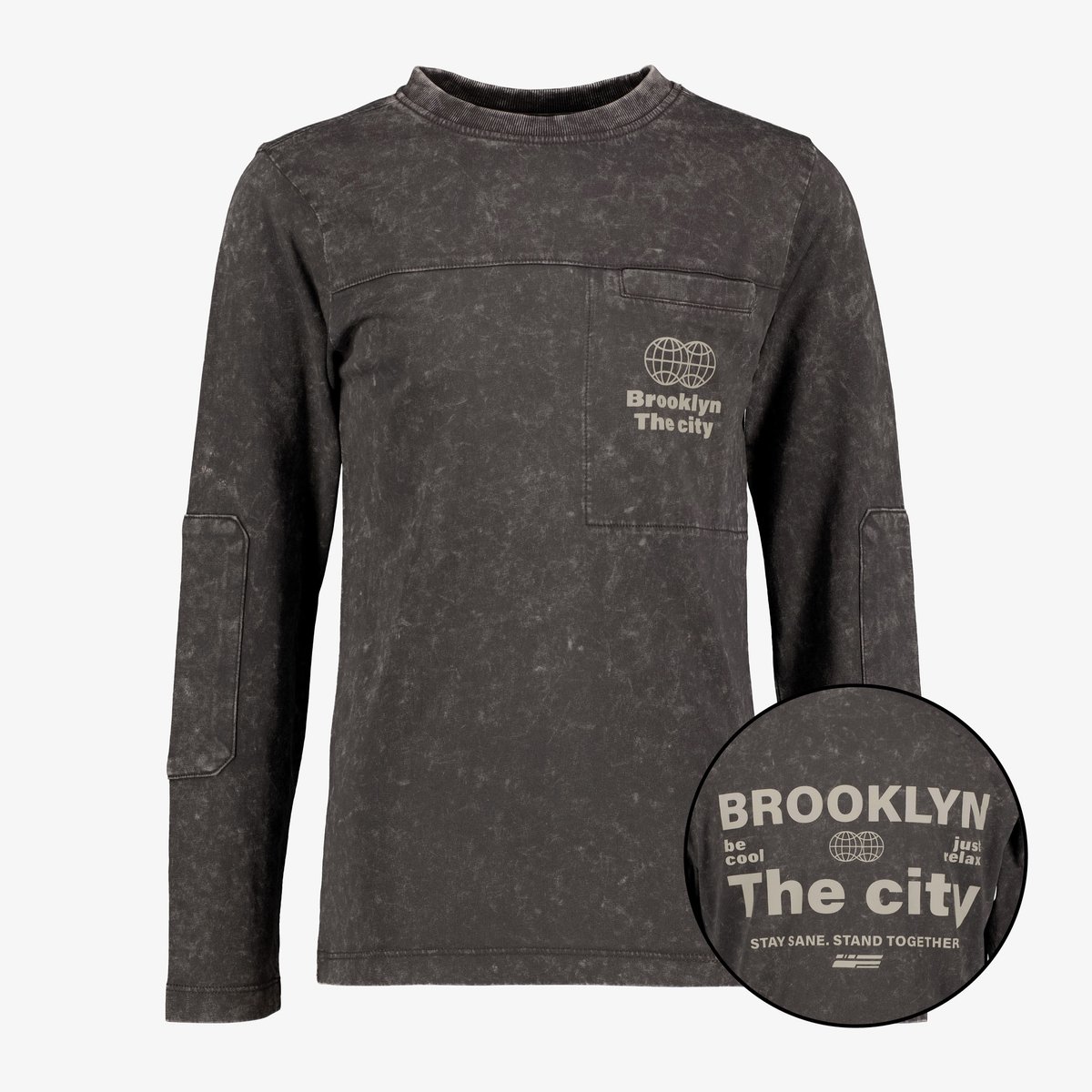 Unsigned longsleeve jongens shirt met backprint grijs - Maat 158/164
