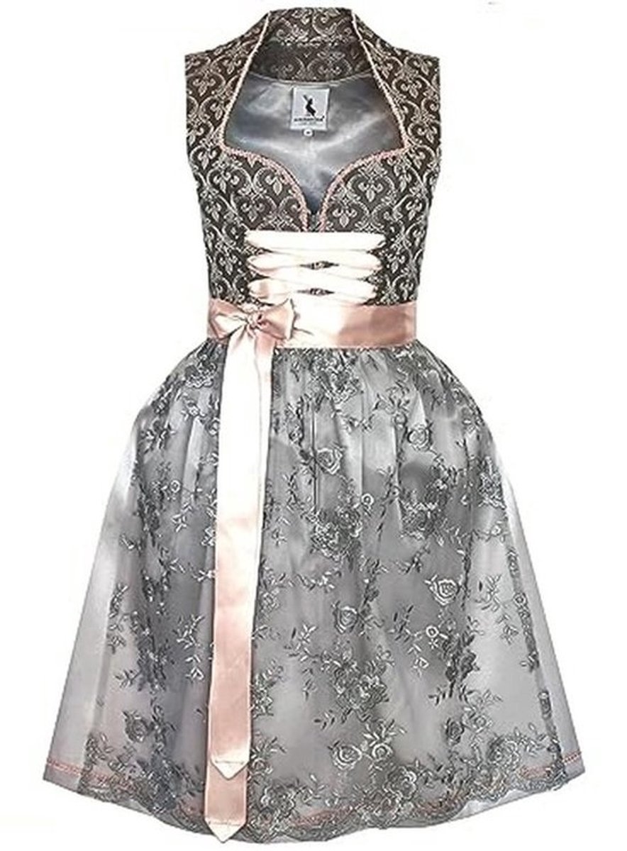 Midi-dirndl exclusieve collectie met kanten schort voor dames, maat 32-54