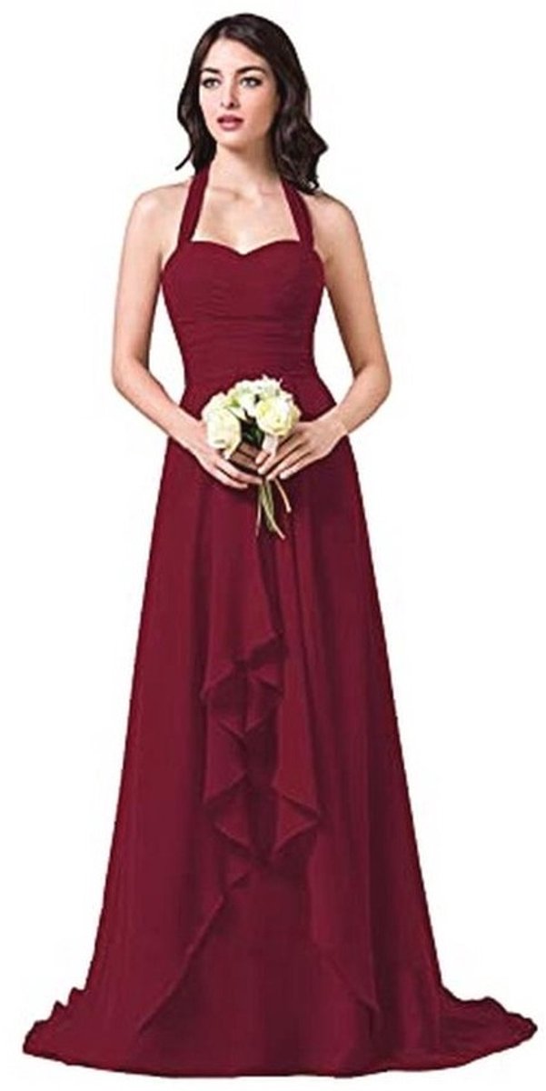 Chiffon Avondjurk Voor Dames met Halterhals - Formele en Feestelijke Gelegenheden