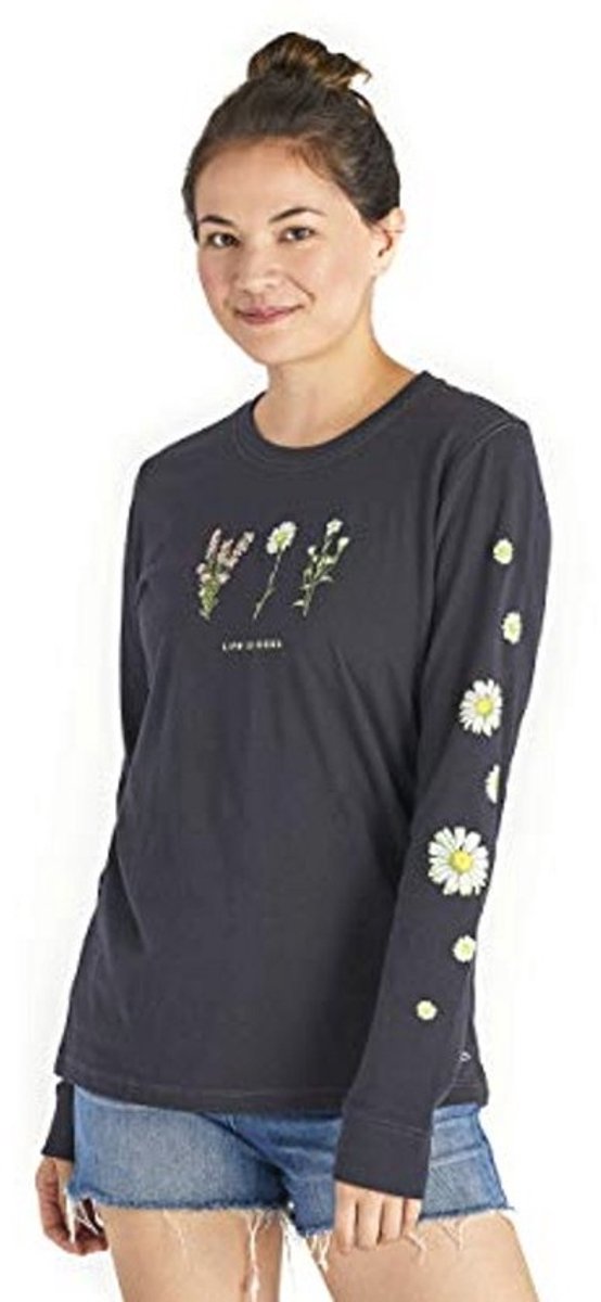 Dames Lange Mouwen T-shirt met Wildflower Grafiek - Comfortabel en Stijlvol