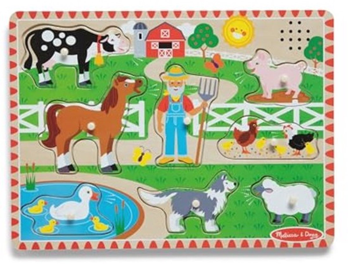 Houten Geluidenpuzzel Old MacDonald's Farm voor Peuters
