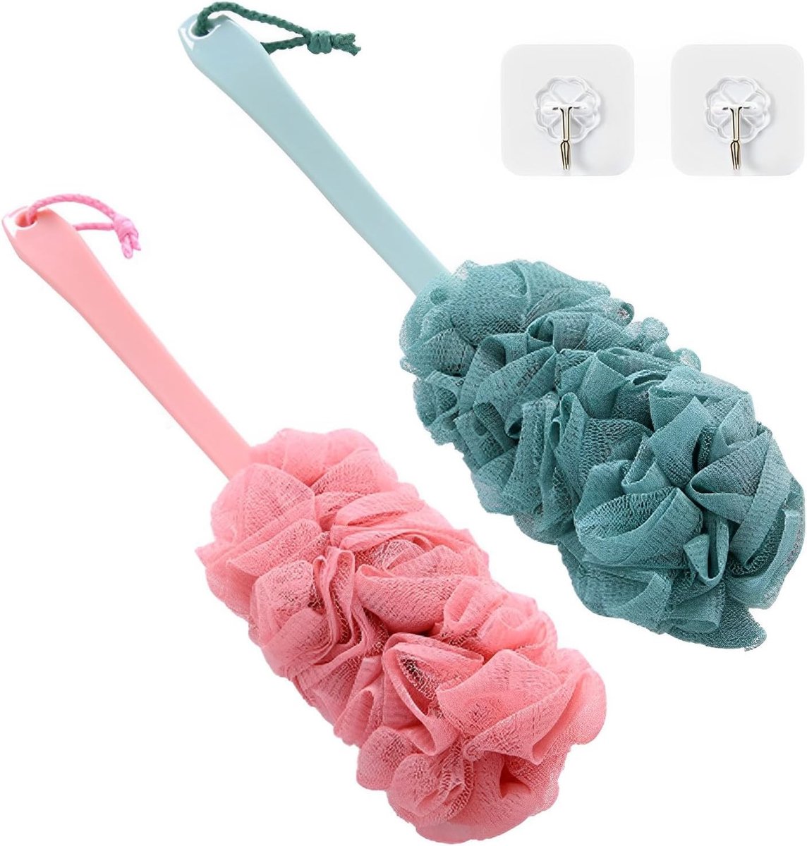 Badborstel - Groen - 43 x 12,5 cm - Met Lange Handgreep en Zachte Spons - Voor Badkamer en Douche