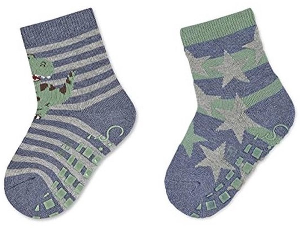 Baby Jongens ABS-Sokken met T-Rex Motief en Sterren - Comfortabele Sloffen