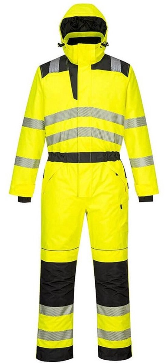 Hoge Zichtbaarheid Winter Overall voor Heren - Fluorescerend Geel/Zwart - Maat M