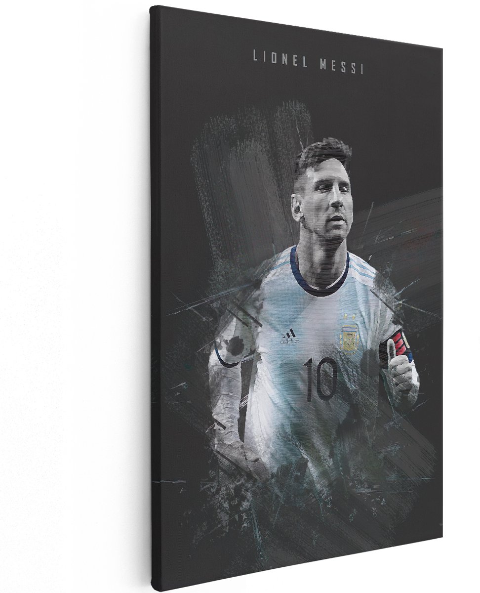Artaza Canvas Schilderij Lionel Messi bij Argentinië - 120x180 cm - Groot - Muurdecoratie - Canvas Print