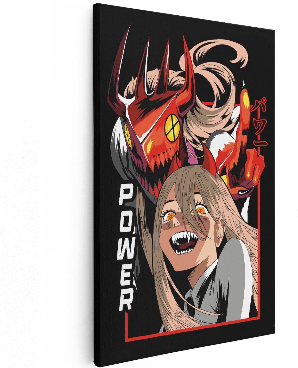 Artaza Canvas Schilderij Power - 120x180 cm - Groot - Anime Wanddecoratie - Muurdecoratie Chainsaw Man - Decoratie Jongenskamer