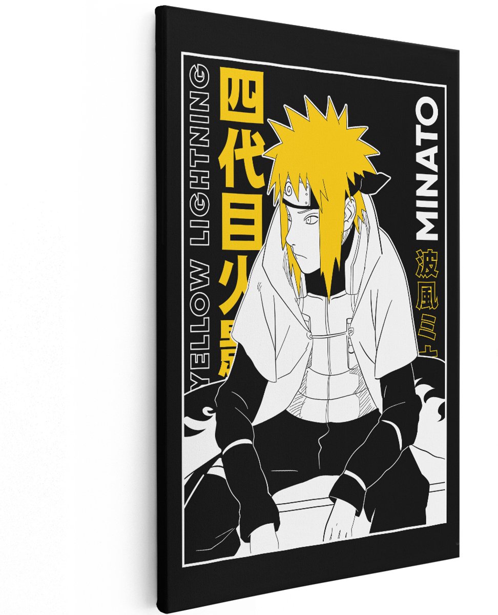 Artaza Canvas Schilderij Minato - 120x180 cm - Groot - Anime Wanddecoratie Naruto - Muurdecoratie Slaapkamer Jongen - Schilderijen Japan - Geel