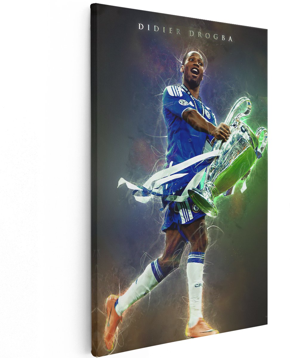 Artaza Canvas Schilderij Voetbalspeler Didier Drogba bij Chelsea - 120x180 cm - Groot - Muurdecoratie - Canvas Print
