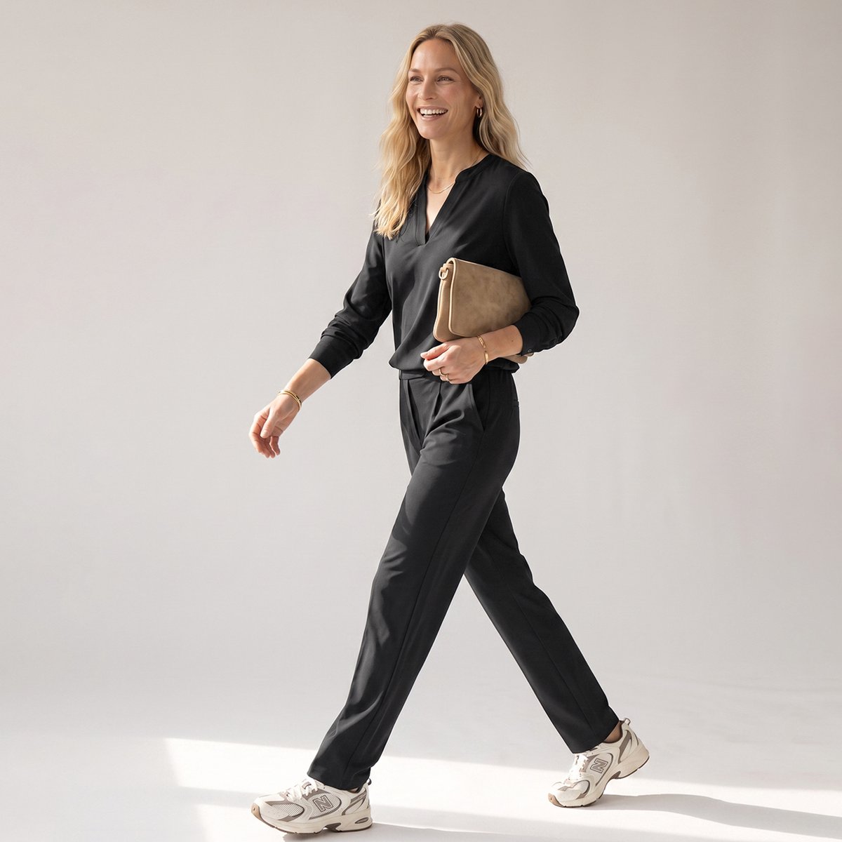 Je m'appelle Travelstof Dames Broek Barrel fit Met stretch - Grijs - Maat XXL