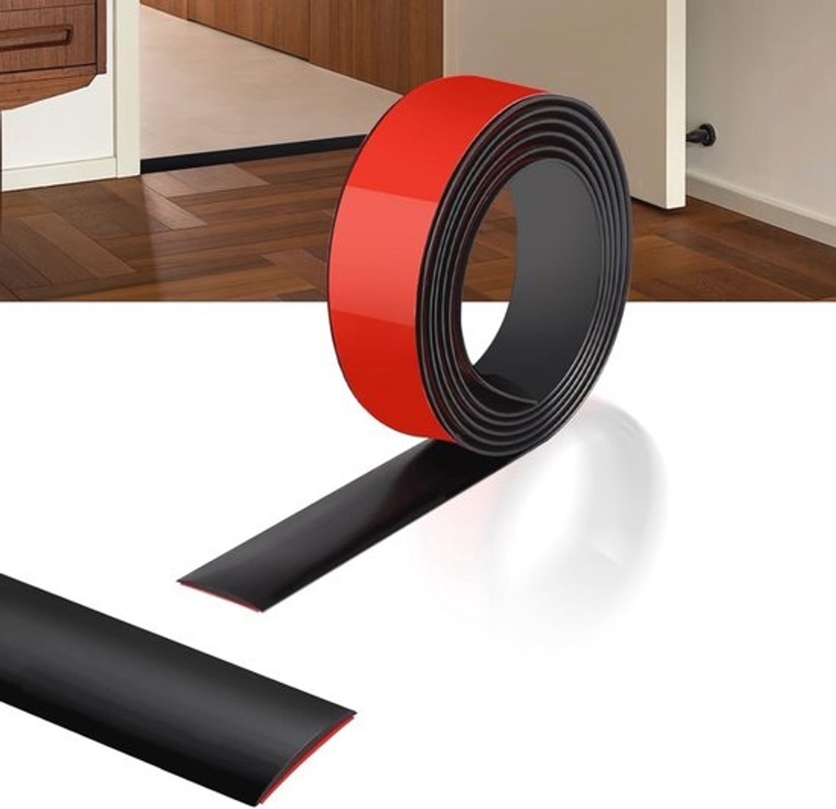 Drempelstrips voor Vloeren - Zelfklevend, 200 cm x 5 cm, Zwart