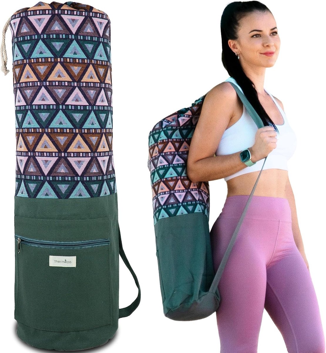 Yogatas - Groen - 70 x 30 cm - Ruime en Duurzame Tas voor Yogamat en Accessoires - Voor Yoga en Fitness