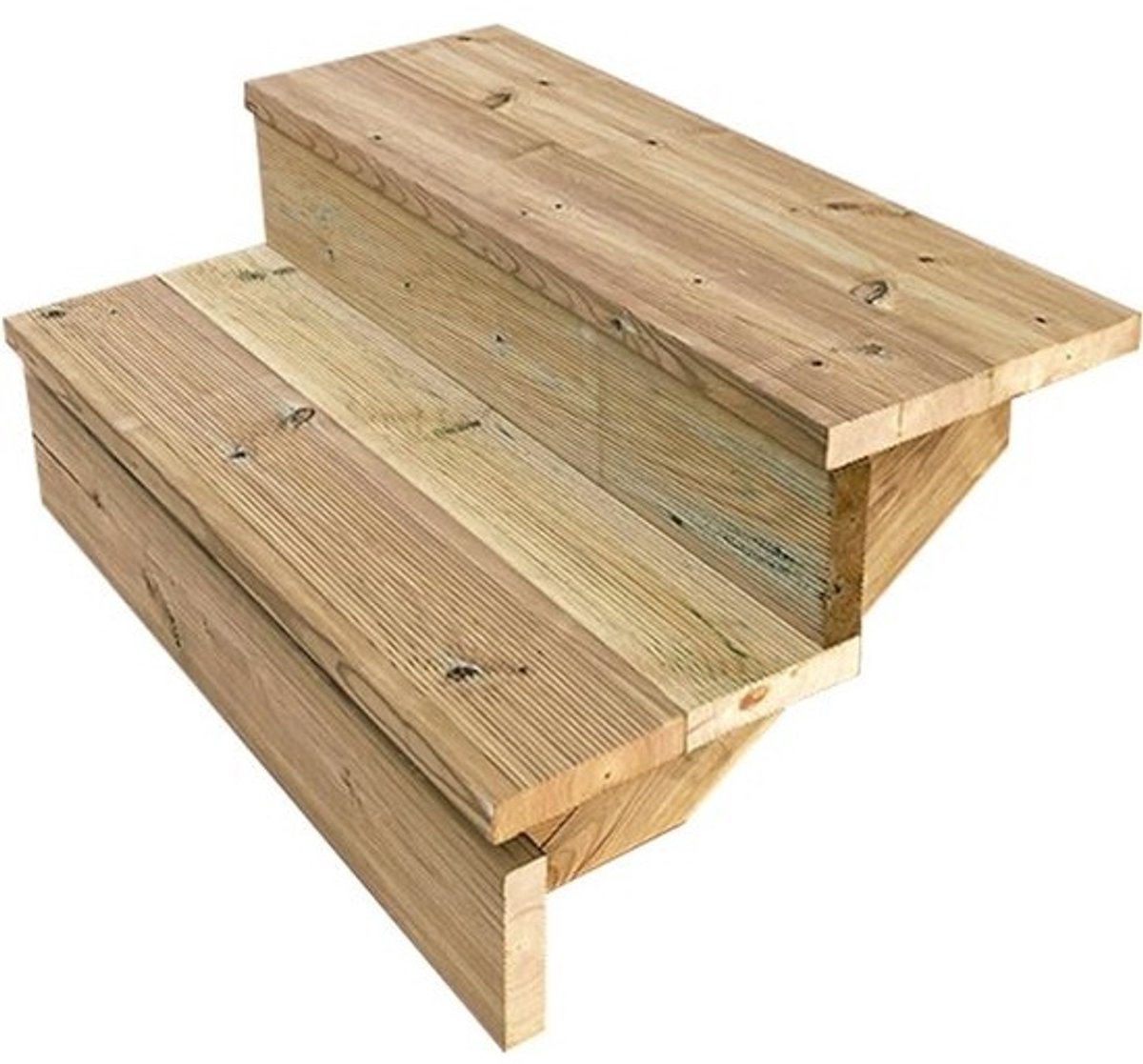 Buitentrap H37cm - 2 Treden Hout voor Tuin en Terras
