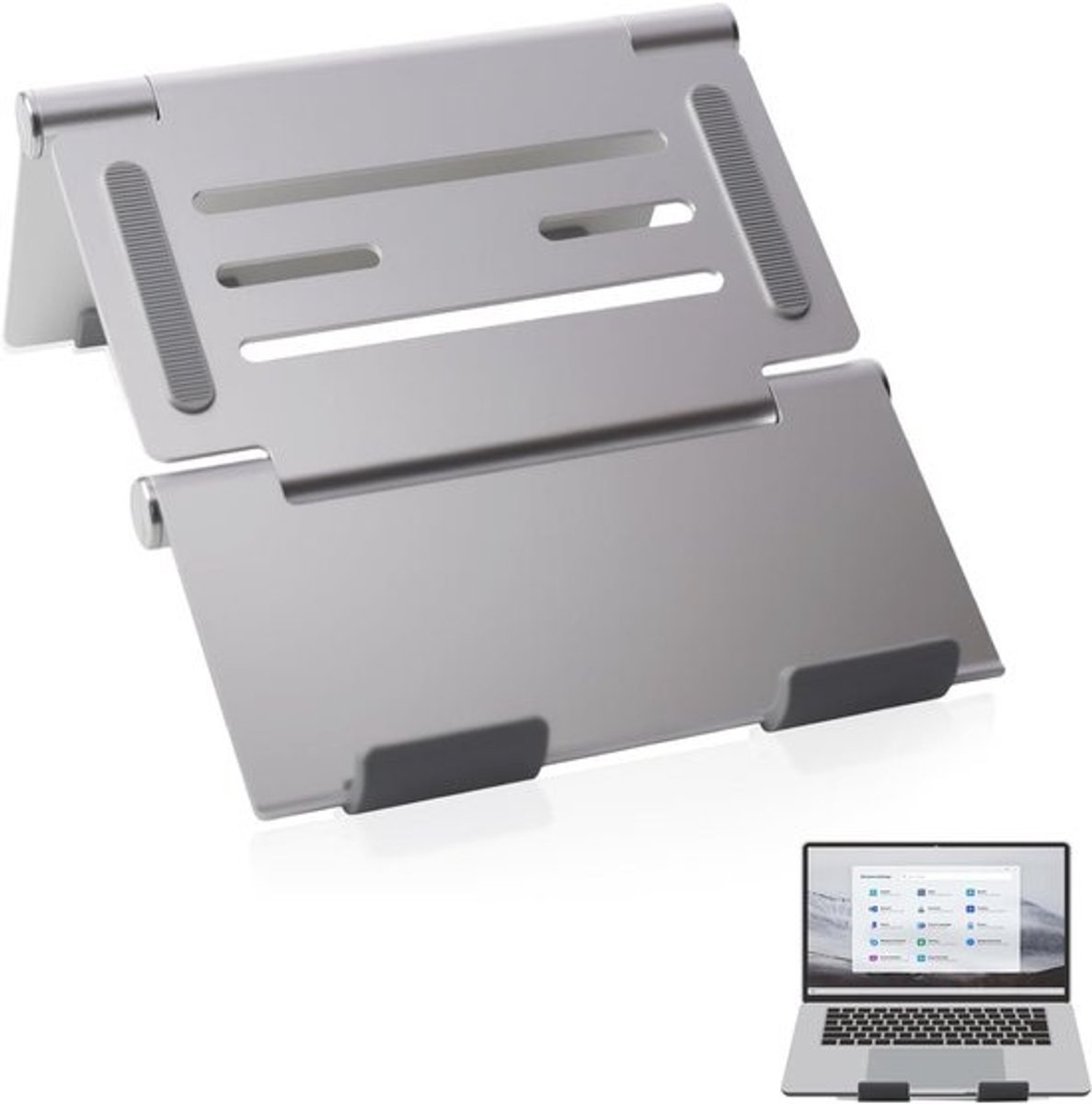 Verstelbare Laptopstandaard van Aluminium - Opvouwbaar en Draagbaar, Stabiele Laptophouder voor 10-16 inch Apparaten - Ruimtebesparend voor Kantoor en Reizen