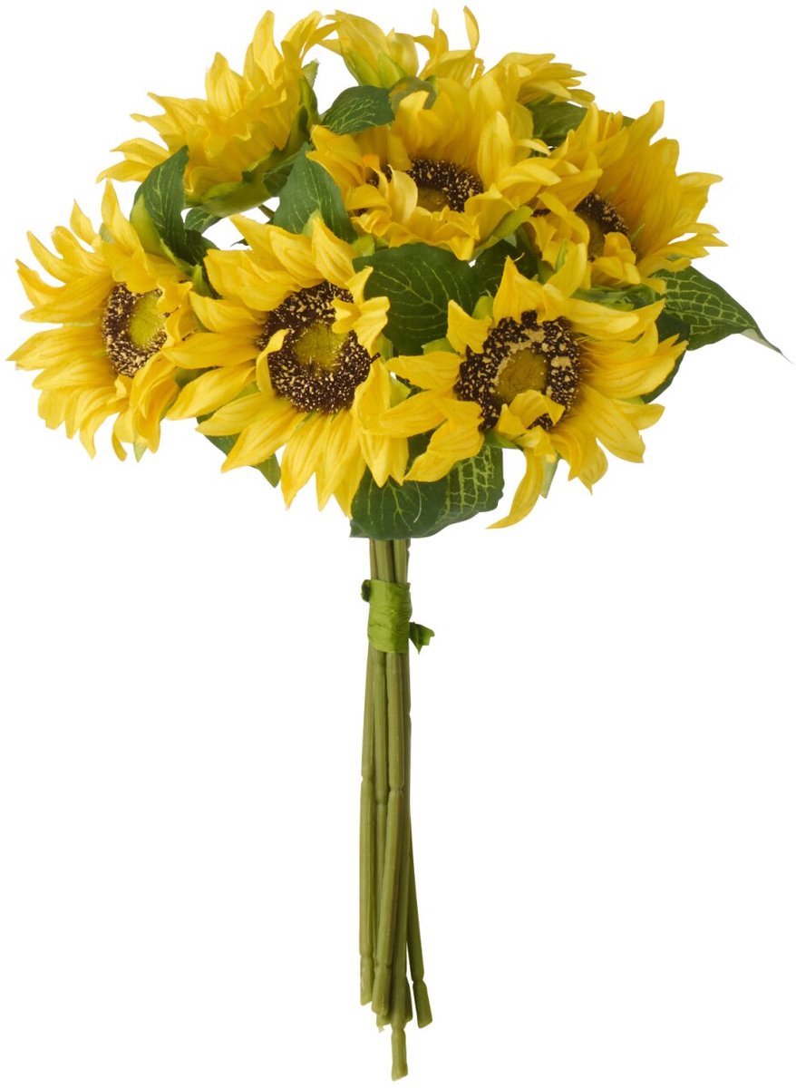 J-Line bloemenboeket Zonnebloem - textiel - geel