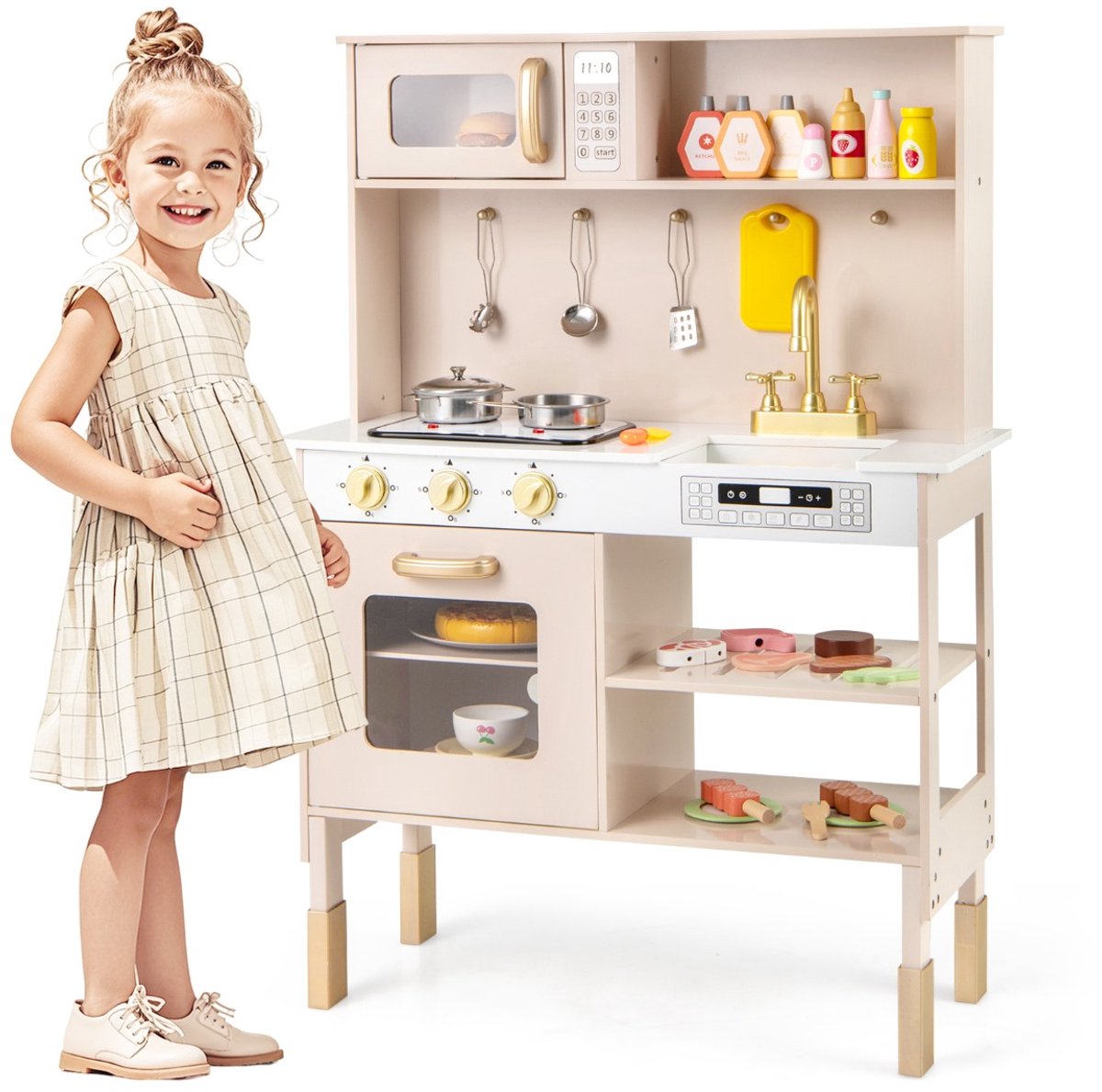 SureDeal® - Rollenspell - Hoogte Verstelbare Houten - Licht - Geluidseffecten - 70x28x92 cm - lichtgeel