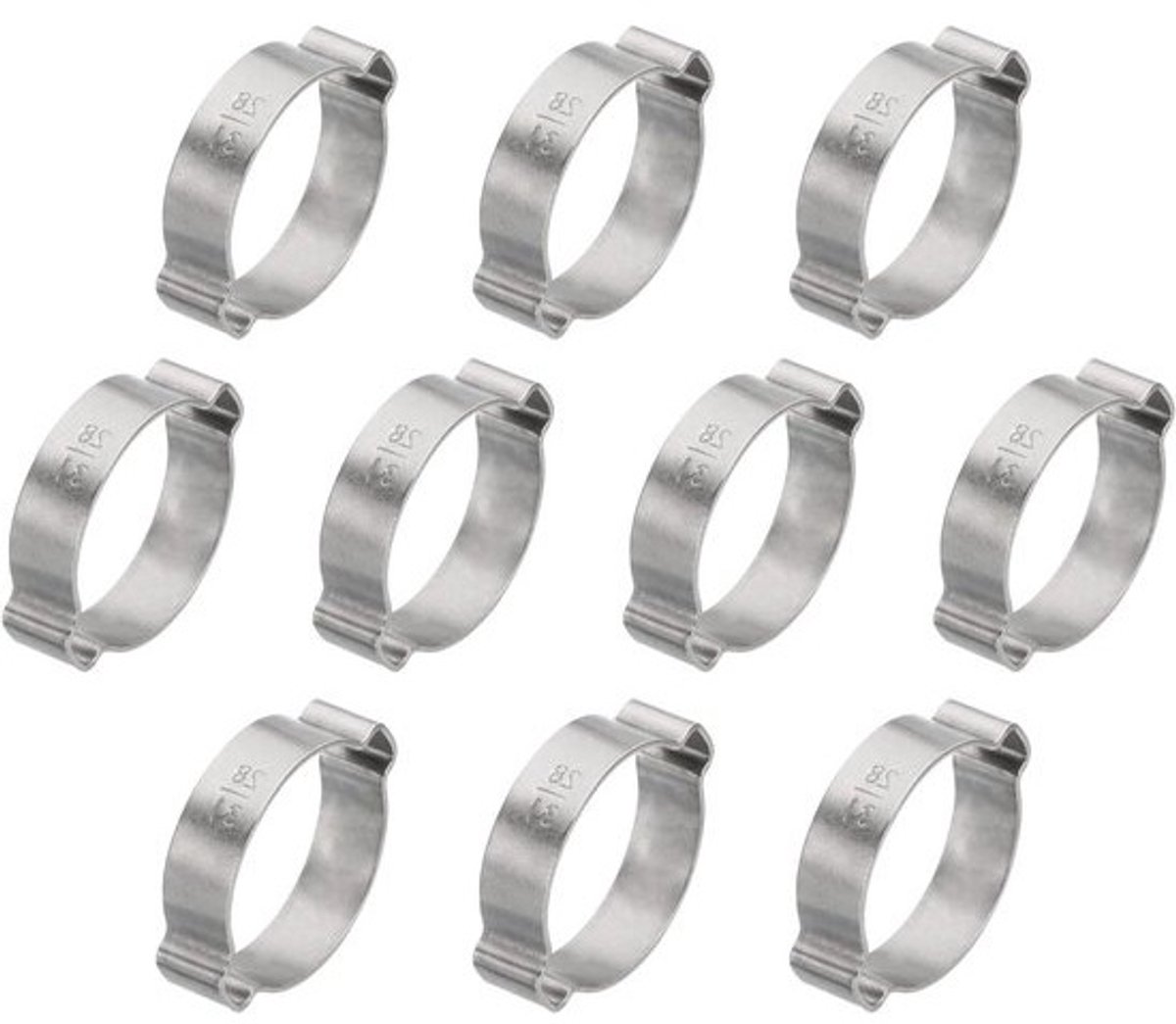 Slangklem Dubbel Oor - Slangklem Ringen - Lekkages Voorkomen - 360 Graden Klemmechanisme - 28-31 mm - Zilver