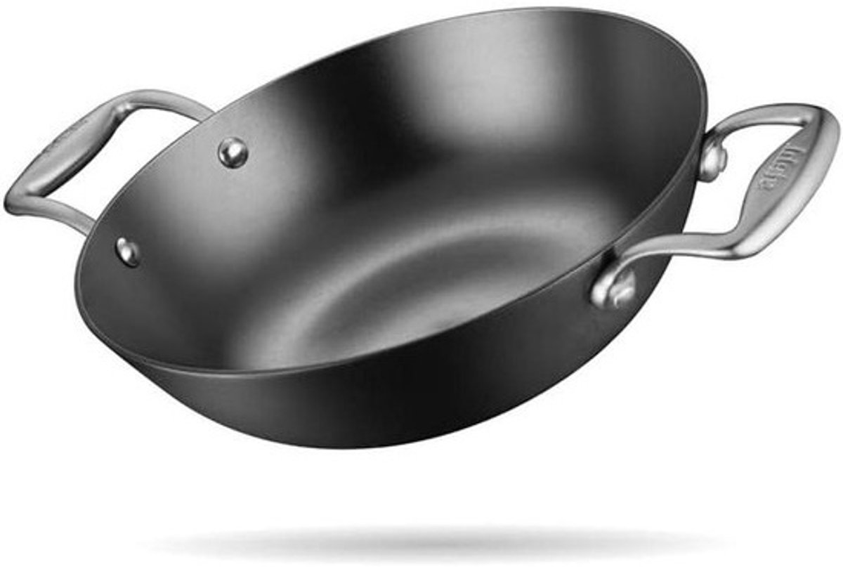 Gietijzeren Kadhai - Wok Pan - Koken - 50% Lichter - 26 cm - Zwart