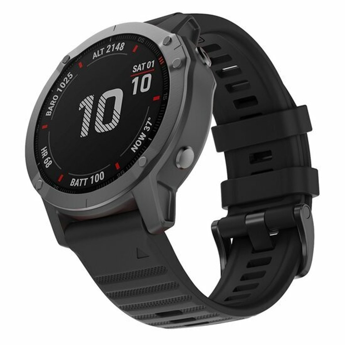 By Qubix - Geschikt voor Garmin bandje - 26mm Quickfit - Siliconen bandje - Zwart - Geschikt voor Garmin Fenix 9 / 9 pro - 51mm