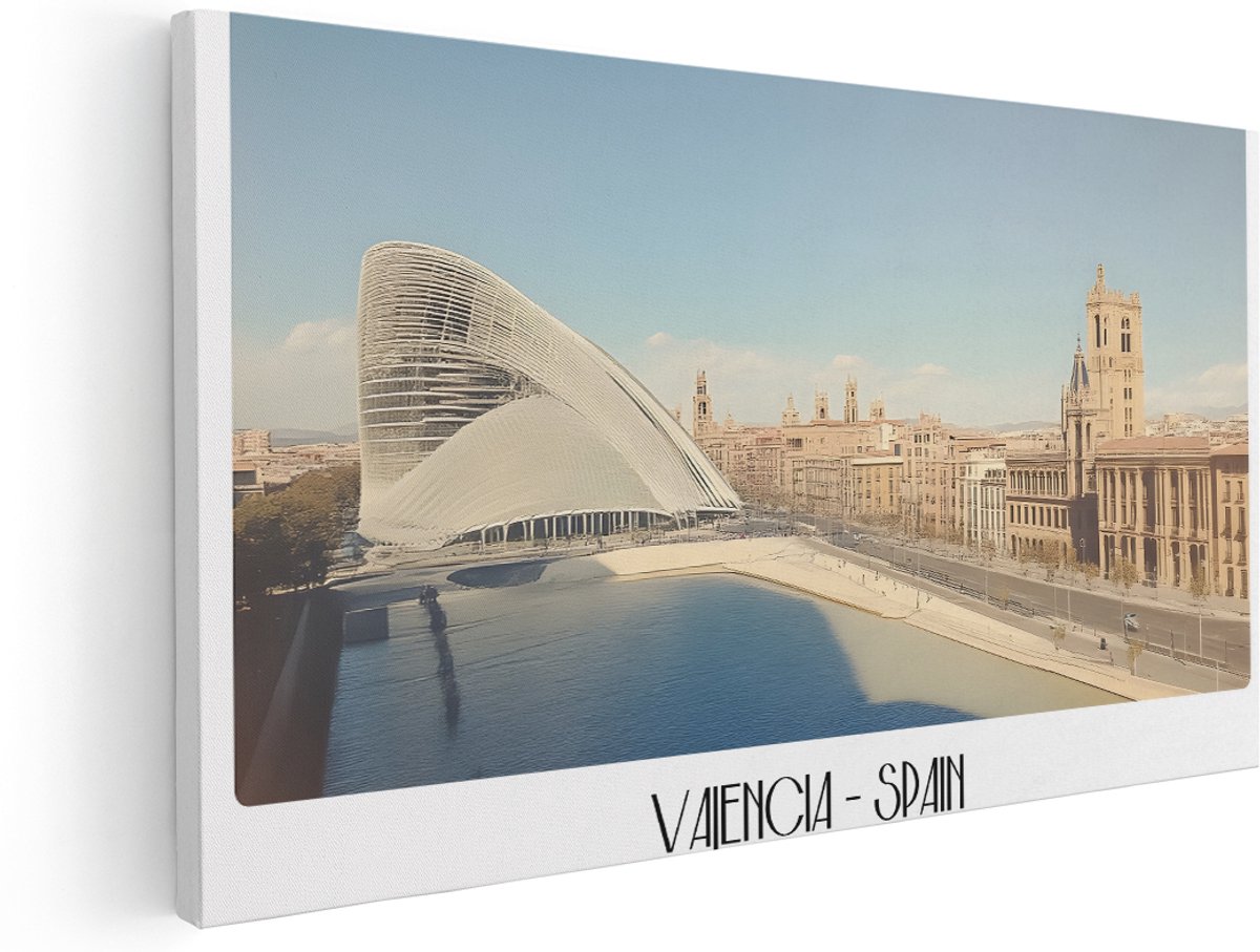 Artaza Canvas Schilderij Spanje Skyline - 180x90 cm - Groot - Wanddecoratie Valencia - Muurdecoratie Moderne Stad - Decoratie Woonkamer Modern