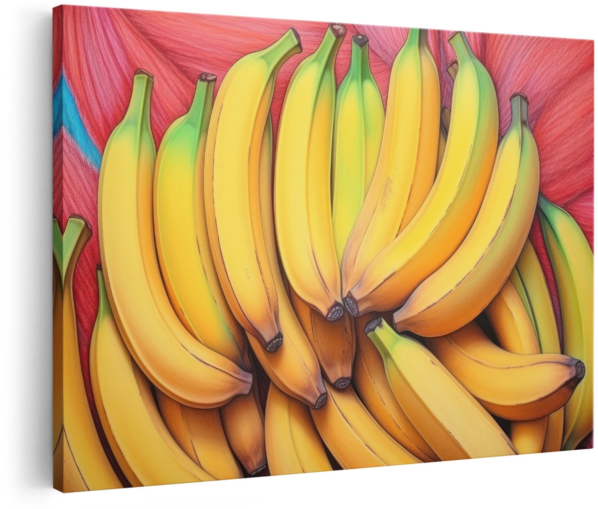 Artaza Canvas Schilderij Bananen - 180x120 cm - Groot - Wanddecoratie Fruit - Muurdecoratie Pop Art - Kleurrijk Schilderij Keuken - Geel