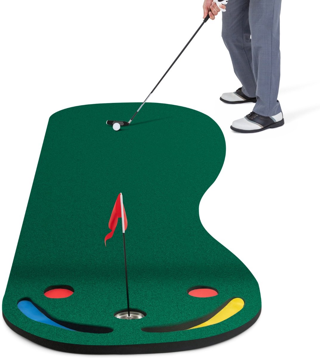 SureDeal® - Golf - Golfputtingmat Golfmat - Binnen - Buiten Opvouwbare Golfoefenmat - Putting Cups - Vlag Putting Green - 300x96 cm - Groen