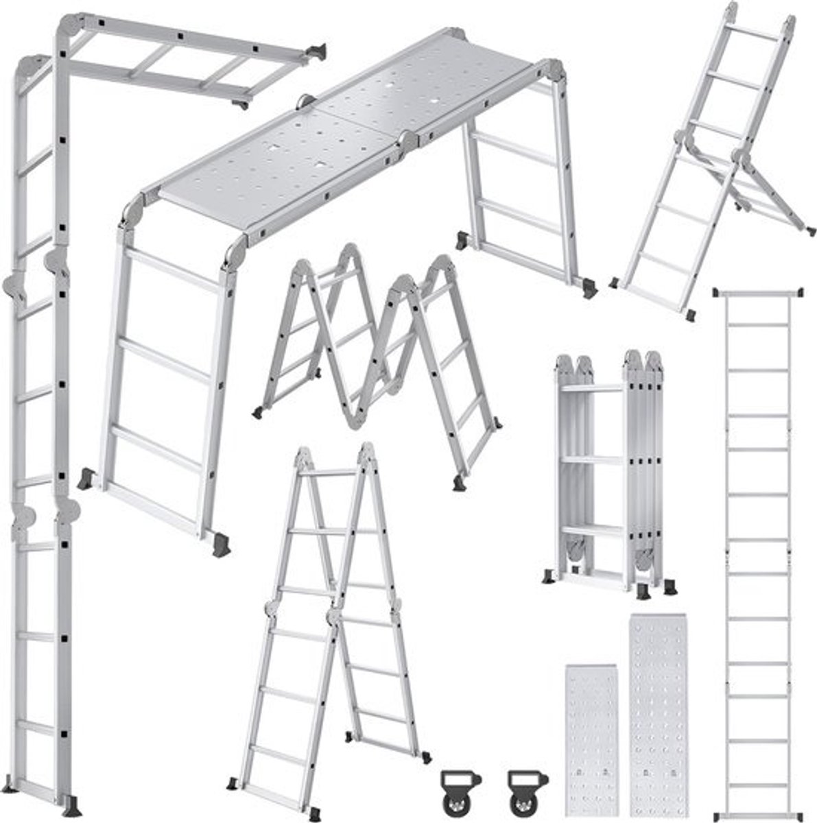 6-in-1 Inklapbare Aluminium Steiger en Werkladder tot 3,4 meter