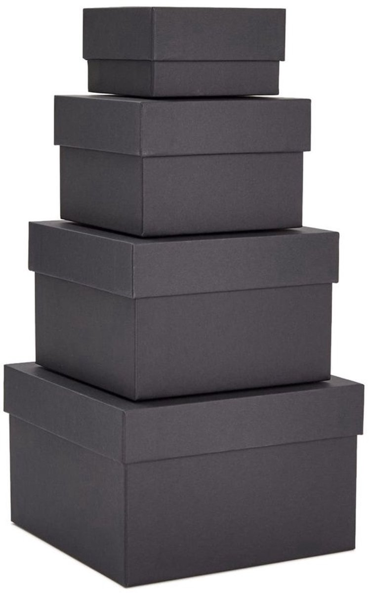 Dailygoods- Nestdozen met Deksels - Set van 4 - Ruimtebesparend Stapelen - Verschillende Maten 3,5 x 2,0 tot 16,5 x 10,2 cm - Decoratieve Geschenkdozen - Voor Cadeaus en Opbergen