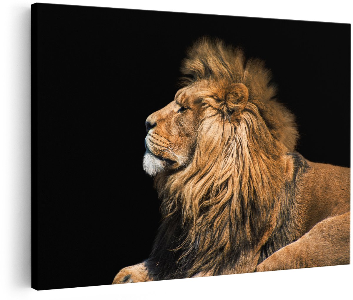Artaza Canvas Schilderij Leeuw - 180x120 cm - Groot - Foto Op Canvas - Wanddecoratie Woonkamer