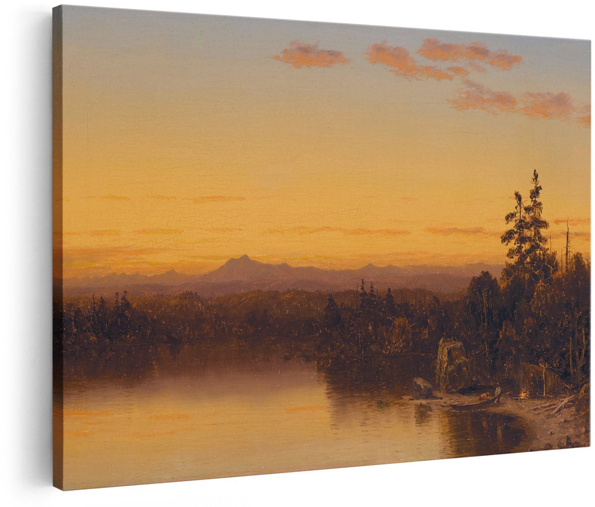 Artaza Canvas Schilderij Zonsondergang - 180x120 cm - Groot - Wanddecoratie Landschap - Muurdecoratie Meer - Schilderijen Op Canvas Natuur