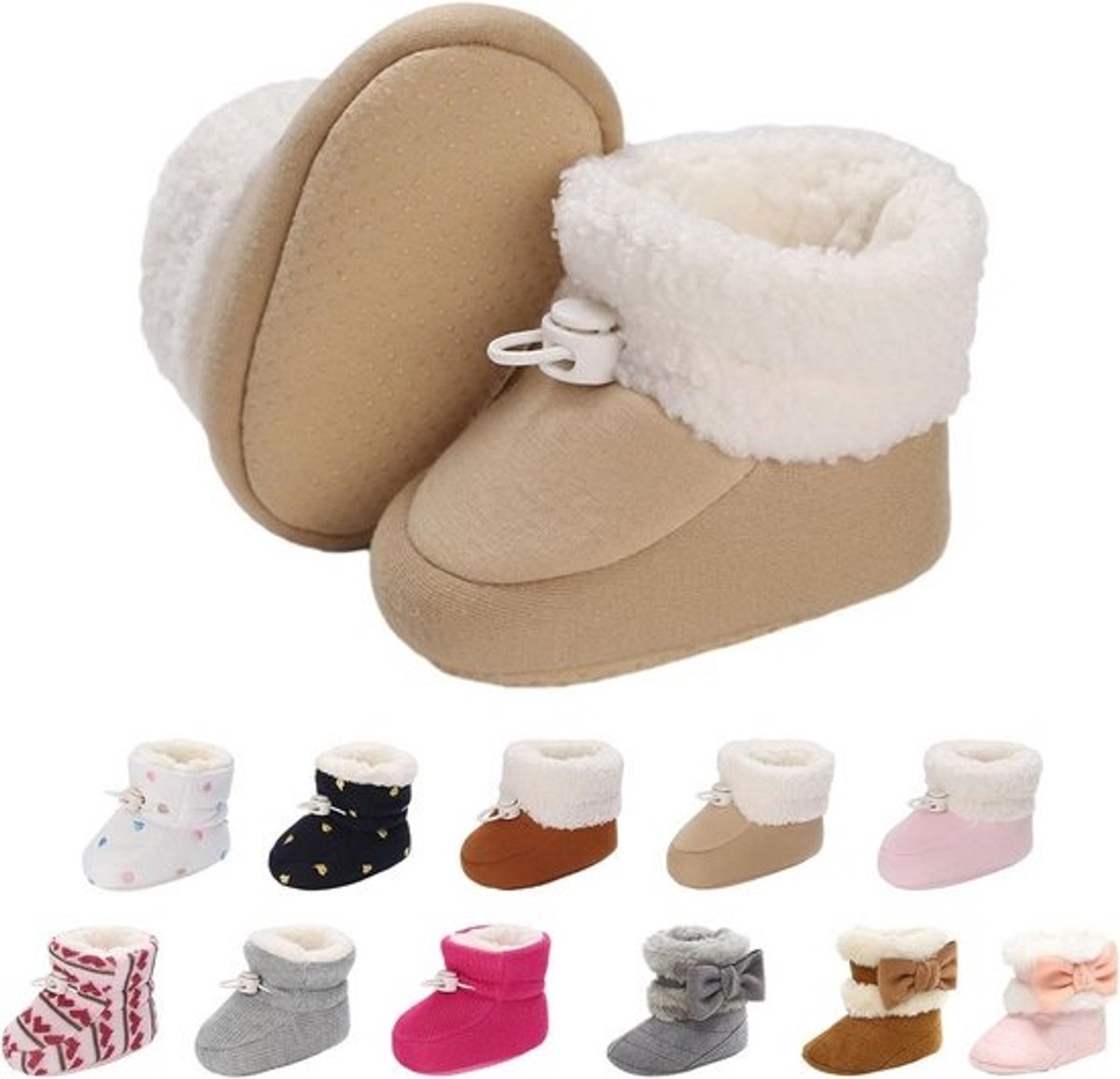 Warme Gevoerde Baby Laarsjes voor Winter- Antislip en Zachte Zool (0-18 Maanden)