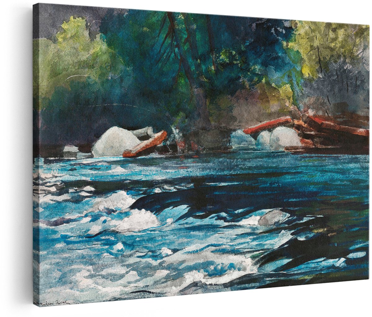Artaza Canvas Schilderij Rivier - 180x120 cm - Groot - Wanddecoratie Natuur - Muurdecoratie Landschap - Decoratie Bos - Schilderijen Op Canvas