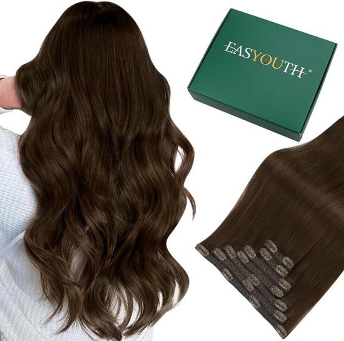 Clip-in Extensions Echt Haar Dichte Dubbele Strengen 50cm 7 Delen