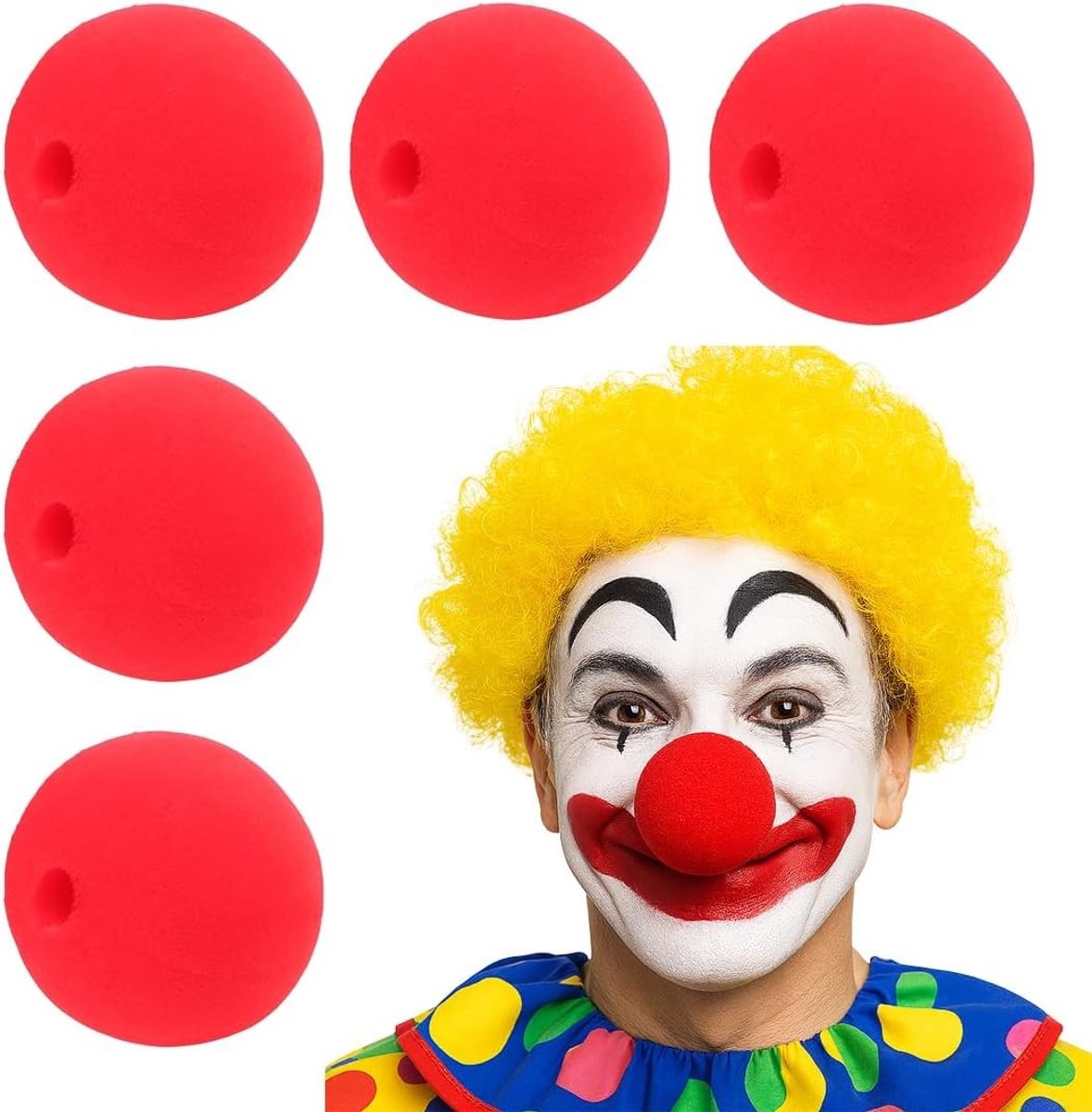 Set van 6 schuimneusjes voor kinderen, ideaal voor feestjes, carnaval, circus en Halloween, perfect voor verkleedpartijen en grappen