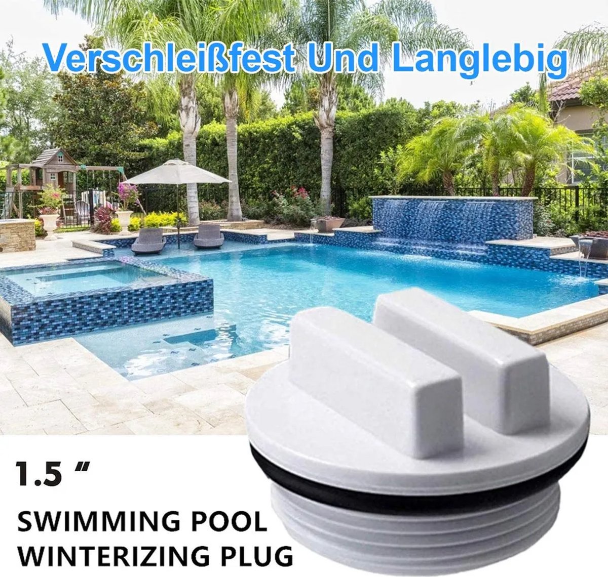 1,5-inch zwembadafvoerplug, bodemafvoerkap, afdichtingsring Geschikt voor de inlaatmond.