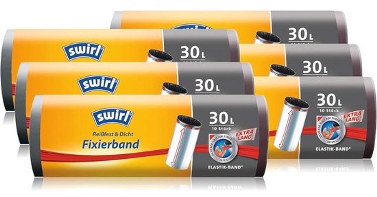 Extra lange 30L vuilniszakken met fixeerband - 6 stuks