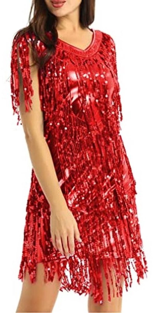 Shiny Sequin Dance Dress with Tassels for Latin and Salsa