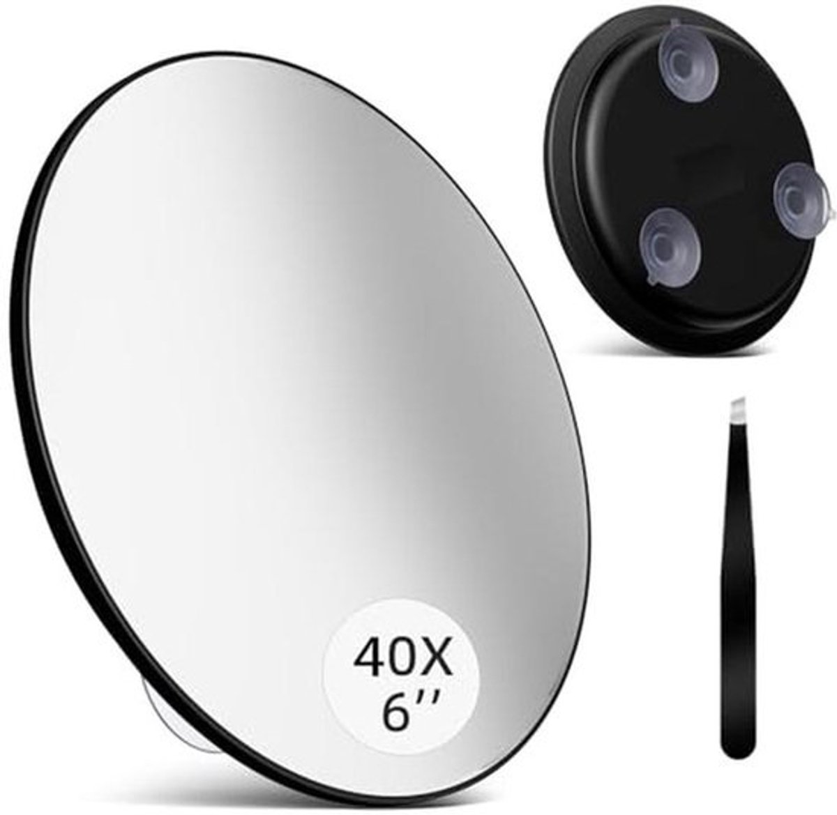 Grote 6 inch 40x vergrotende make-up spiegel met pincet en zuignappen