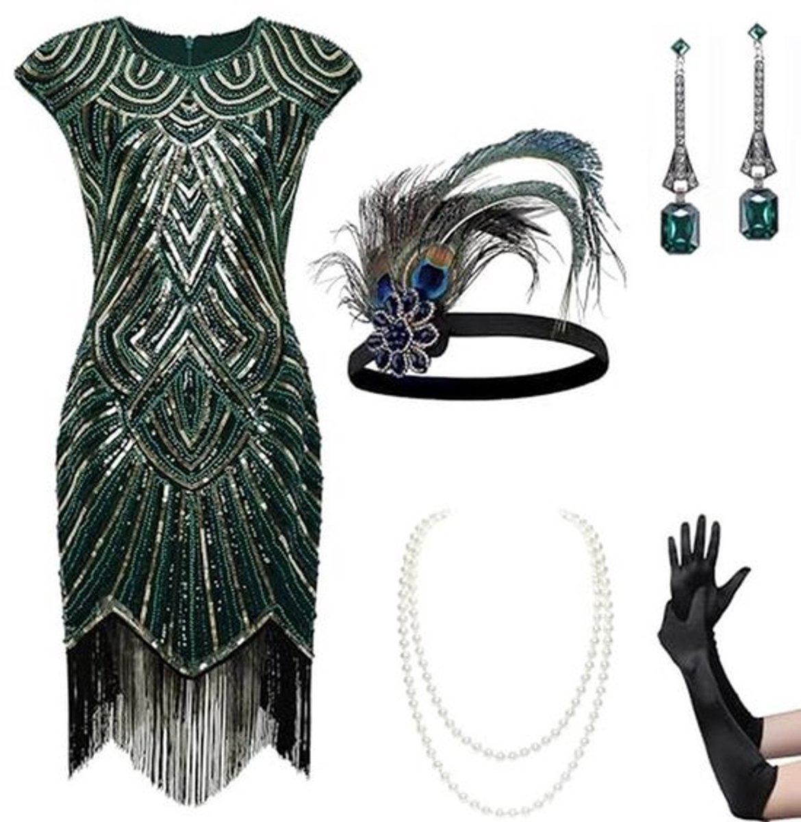Flapper Jurken 1920s | Kralen Omzoomde Great Gatsby Jurk voor Feestjes