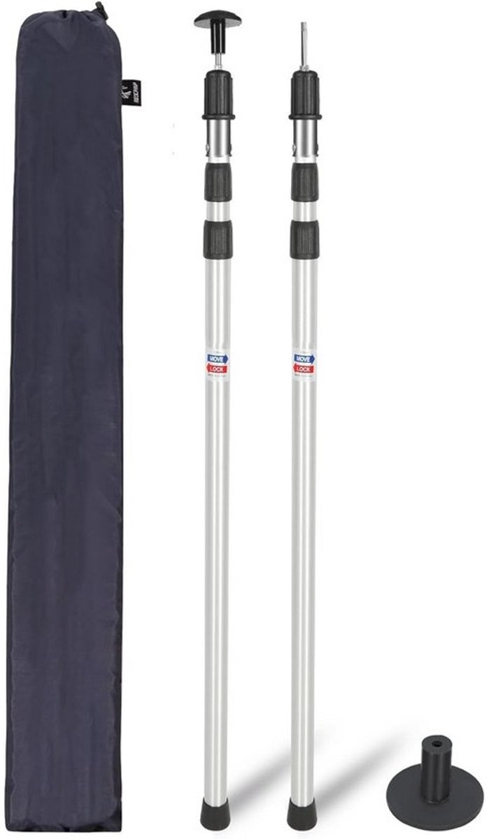 Telescopische Aluminium Tentstokken - Verstelbare Camping Accessoire - Set van 2, 230 cm