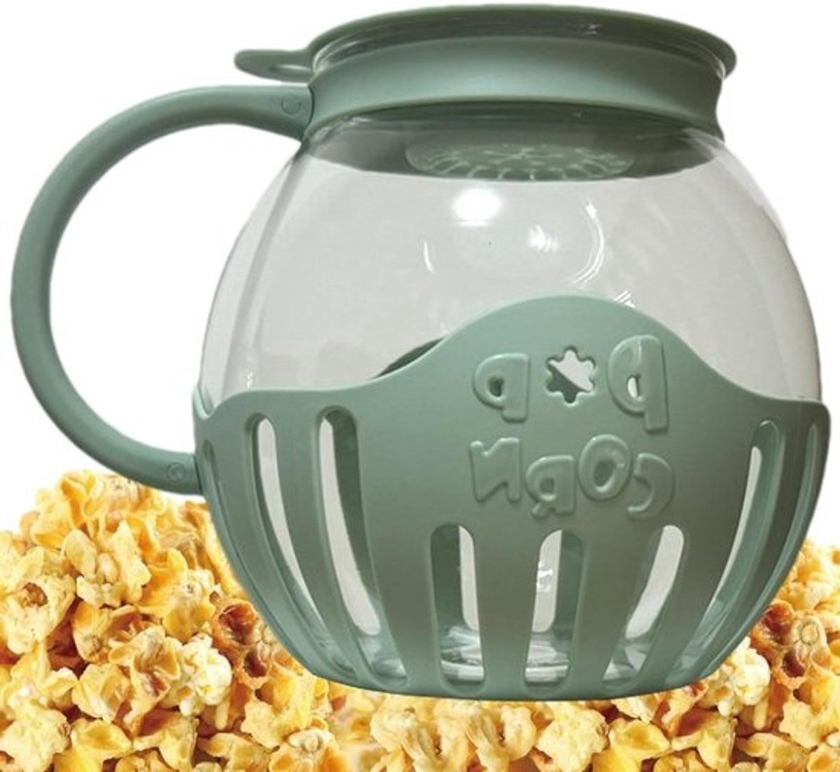 Popcorn Maker - Magnetron Popcorn - Snacks Maken - Hittebestendig Glas - 2.1 Liter - Groen