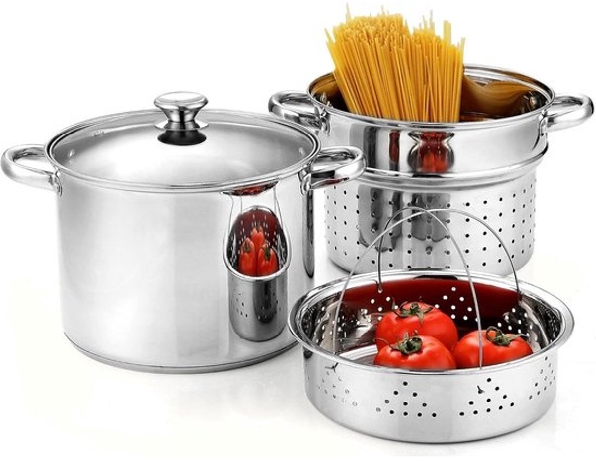 4-delige Pastapan Stoompan Multipot RVS 8 Quart