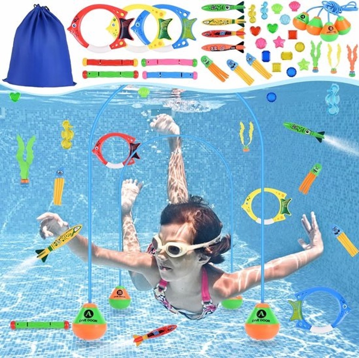 35-Delige Duikringen Set - Waterspeelgoed voor Kinderen & Zwemtraining in Zwembad