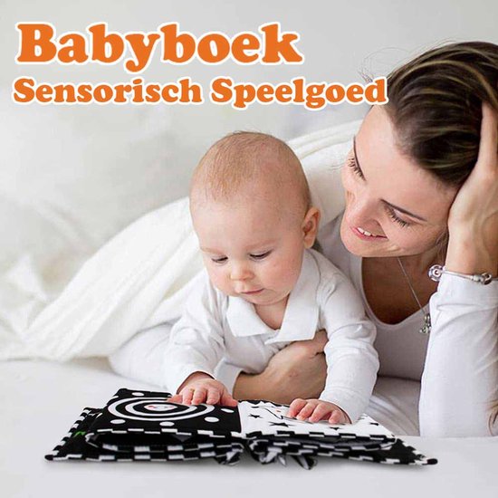 Baby Speelgoed 0-6 Maanden - Zwart-Wit Contrastboek Met Hoge Contrasten - Zacht Sensorisch Babyboek Voor Pasgeborenen - Educatief Speelgoed Voor Buikligging - Zwart Wit — afbeelding 5