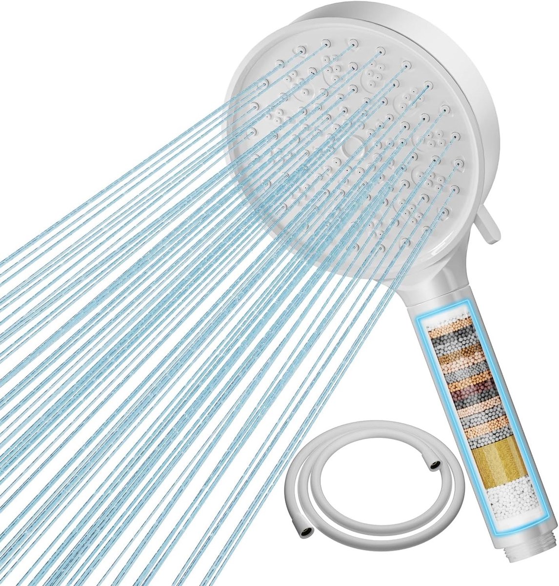 Hard Water Filter Douchesysteem voor Gezond Huid en Haar, Wit, Efficiënte Waterbehandeling