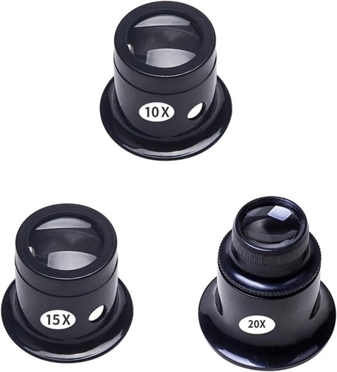 Juweliers Loep Set - Vergrootglas Enkele Buis - Sieraden Reparatie - Drie Vergrotingen - Compact Ontwerp