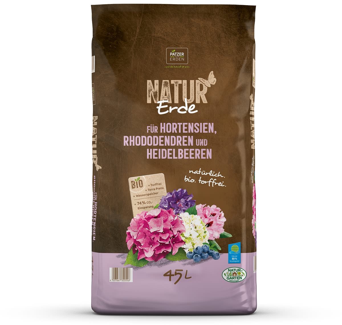PATZER NATUR Bioaarde Hortensia Rododendron & Bosbes Turfvrij 45 liter