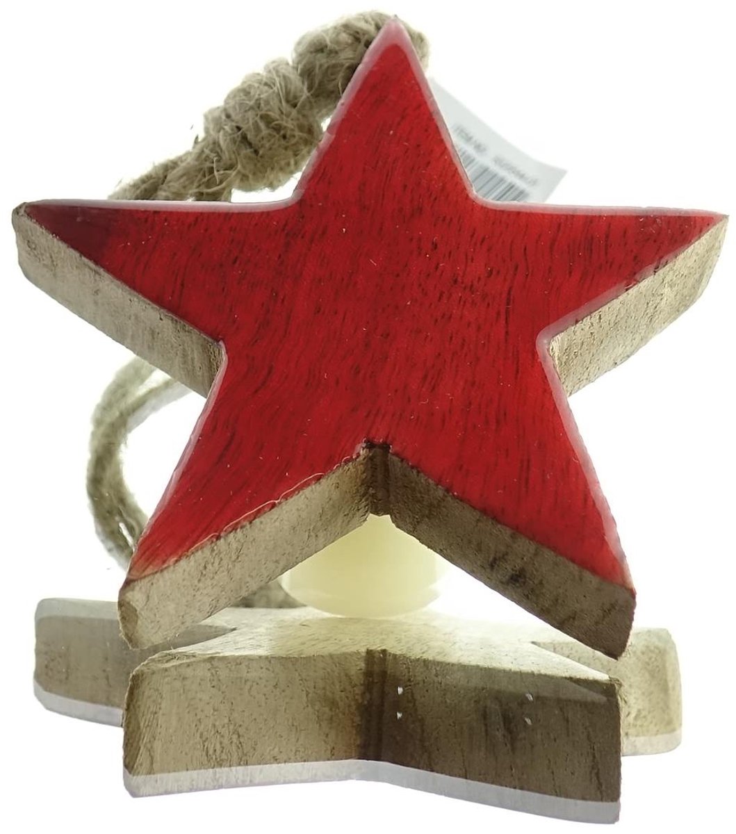 Gasper Kerstboomhanger Massivo Ster Rood & Naturel 15 cm - Hout