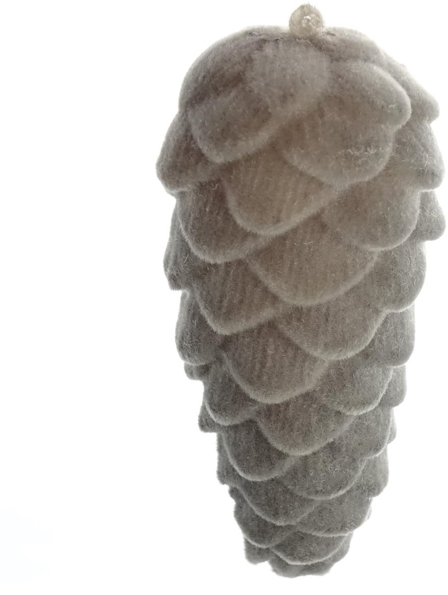 Gasper Kersthanger Dennenappel Bruin bevlokt 12,5 cm - Kunststof