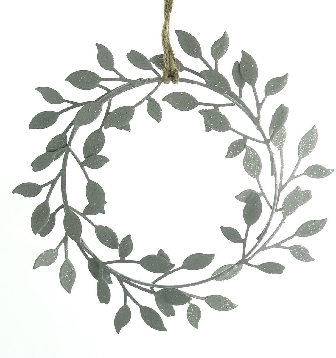 Gasper Kerstkrans met Blaadjes Zilverkleurig Ø 14 cm - Metaal